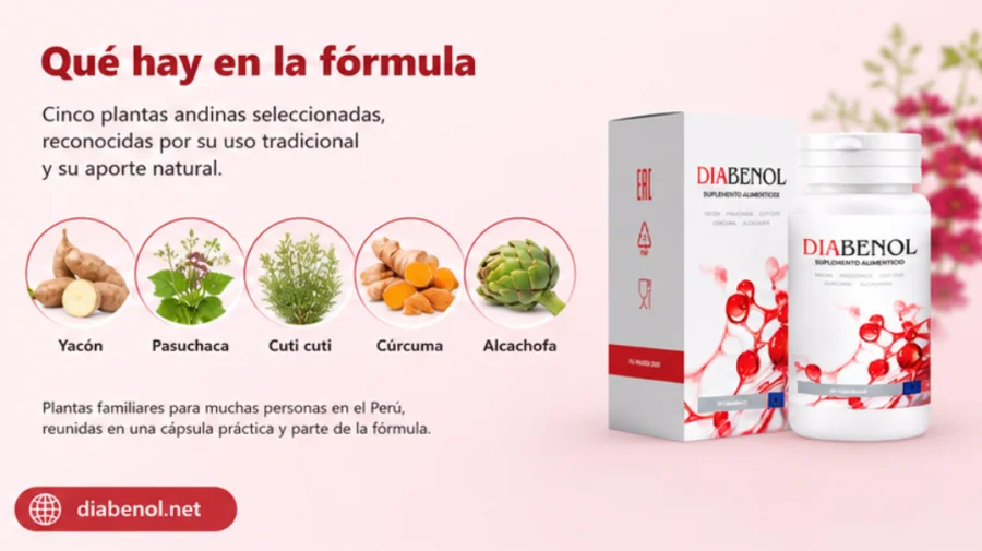 Diabenol — cápsulas con yacón, pasuchaca, cuti cuti, cúrcuma y alcachofa